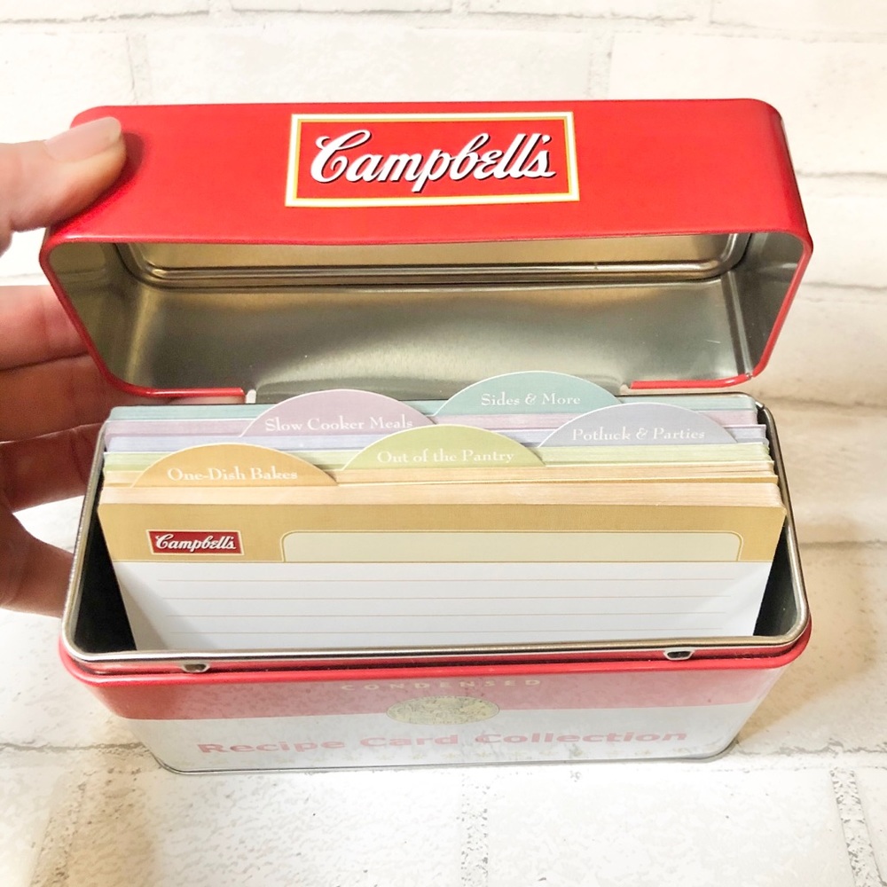 Campbell’s Card Collection Recipe Tin with recipes and divider cards NWT